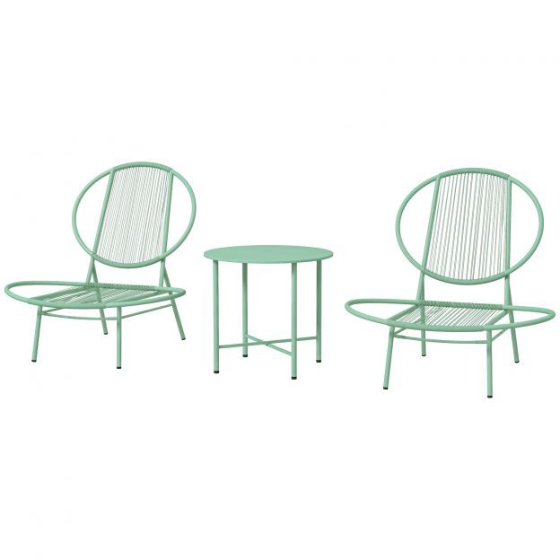 Bistrokomplekt 3-osaline terasest ilmastikukindel aiamööblikomplekt bistroolauaga ergonoomilised karbikujulised aiatoolid välimööbel rõdukomplekt istumisgrupp rõdukomplekt aiakomplekt roheline