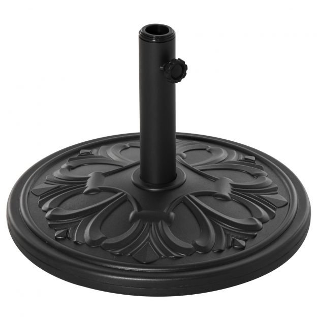 Päikesevarju alus Ø48 x 34 cm varjudele Ø35/Ø38/Ø48mm, plastikust ja tsemendist, antiikmust, stabiilne tugi aeda ja terrassile.