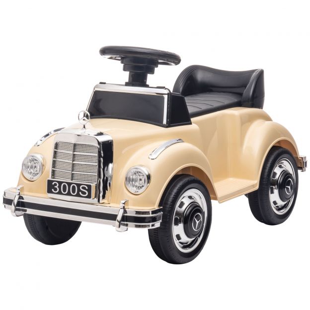AIYAPLAY lükatav auto, laste sõiduk, lükatav sõiduk hoiuruumiga, lasteauto ümberminekukaitsega lükatav 18-48 kuu vanustele lastele, beež, 77,5 x 41,5 x 45 cm