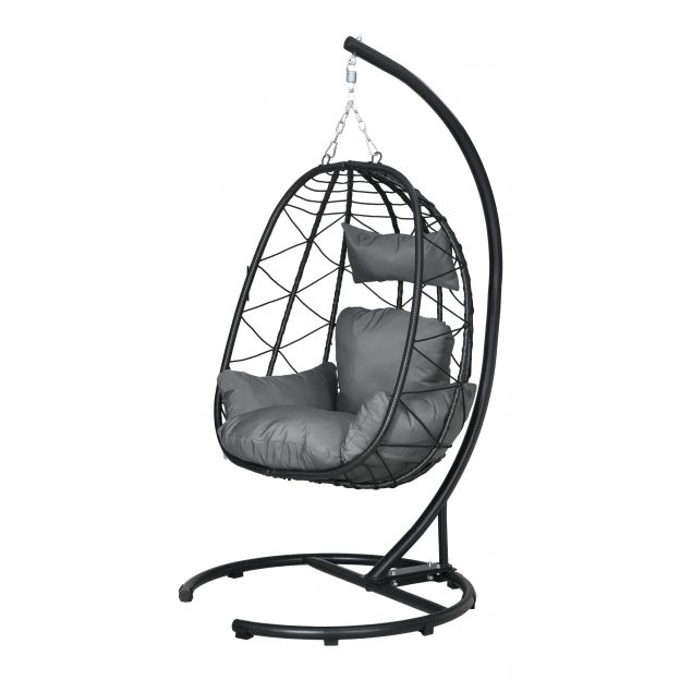 Rippkiik Rattan rippuv tool 195 cm kõrge koos raami, padja ja veekindla kattega aeda ja siseruumidesse kuni 150 kg.