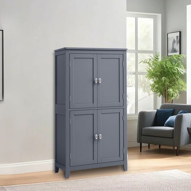 Vannitoakapp, vannitoakapp, köögikapp, hoiukapp 2 ukse ja 2 sahtliga, reguleeritav riiul, 30 x 60 x 110 cm, klassikaline valge BBC551P31