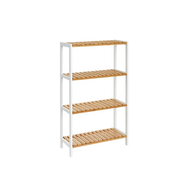 Bambusest vannitoariiul 26 x 60 x 100 cm valge-looduslik värv