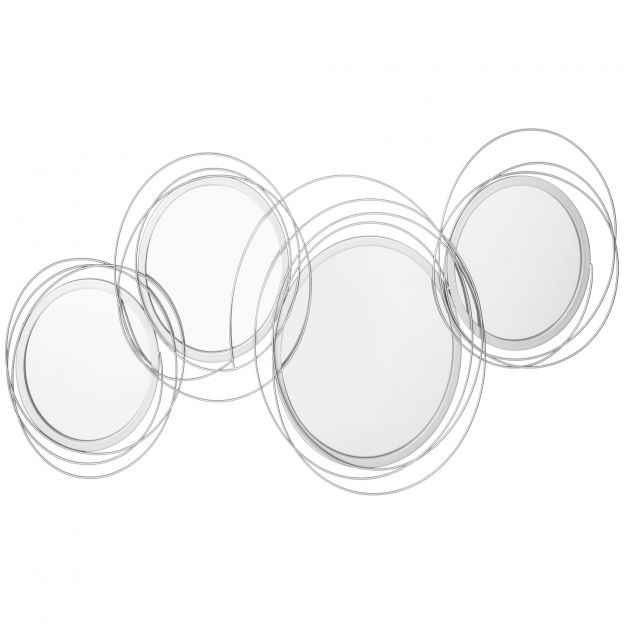 3-osaline peeglikomplekt seinakaunistuseks, seinakaunistus 4 ümmarguse peegliga, elutoa kaunistus, seinapeegel, esikupeegel, seinakunst elutuppa, magamistuppa, metall, hõbe