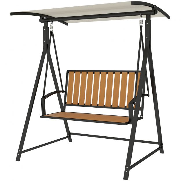 Hollywoodi kiik reguleeritava päikesevarjuga, 2-kohaline aiamööbel, ilmastikukindel kiikpink kandevõimega kuni 240 kg, aialaud aeda, terrassile, 142 x 112 x 162 cm, must.