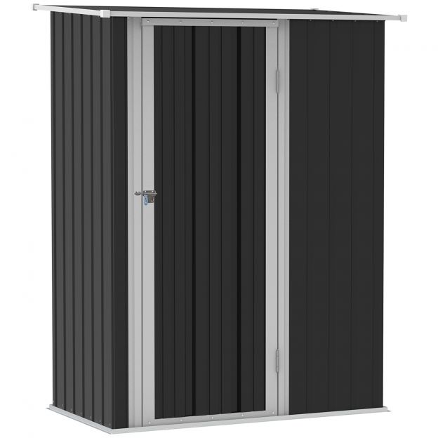 Seadmemaja aiamaja tööriistakuur uksega välistingimustes terasest tumehall 142 x 84 x 189 cm