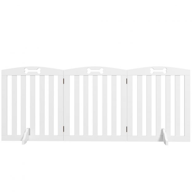 Koerapiire 3-osaline, 155 x 61 cm kokkupandav uksepiire 2 tugijalaga, iseseisev koerapiire, trepipiire keskmise suurusega koertele, koridori, trepi jaoks, valge