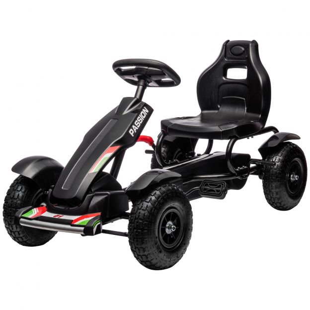Gokart, pedaalidega sõiduk, pedaalidega auto käsipiduritega, reguleeritava istmega laste sõiduk, pedaal, kettauto 5-12 aastastele, must
