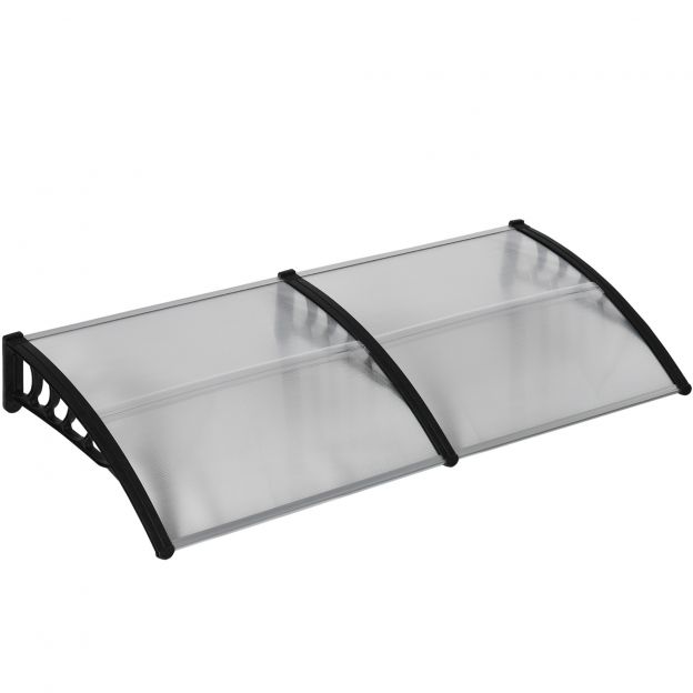 Eesvarikatus varikatus välisuksele 200 x 96 x 27 cm katusekate UV-kaitsega, vihmakaitse päikesekaitse välitingimustes alumiinium must