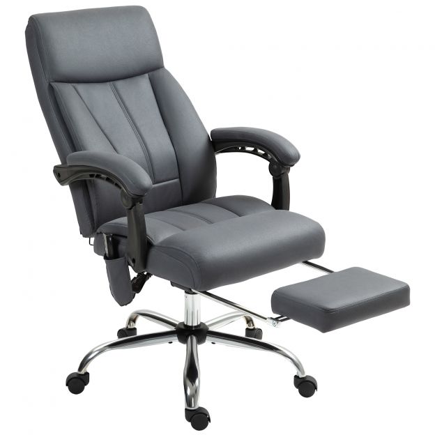 Vinsetto kontoritool massaažifunktsiooniga, kõrguse reguleerimisega juhitool, ergonoomiline lamamisfunktsiooniga, tumehall kontorisse ja kodukontorisse.