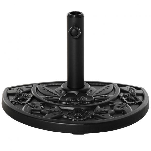Päikesevarju alus 9kg aiavarju jalg lillemotiiviga Ø35/38/48mm varrastes, HDPE, poolring, must.