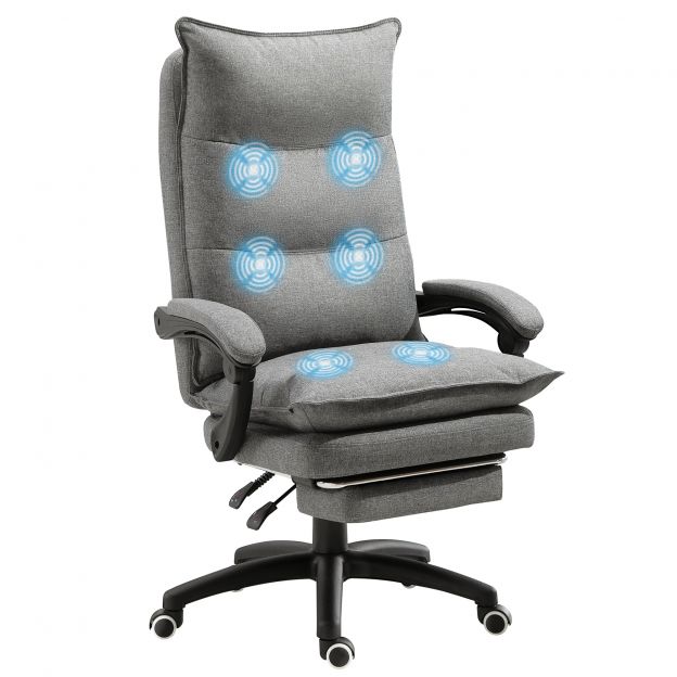 Vinsetto massaažitool ergonoomiline sissetõmmatava jalatoega, kõrguse reguleerimisega, must kontorimugavuseks.