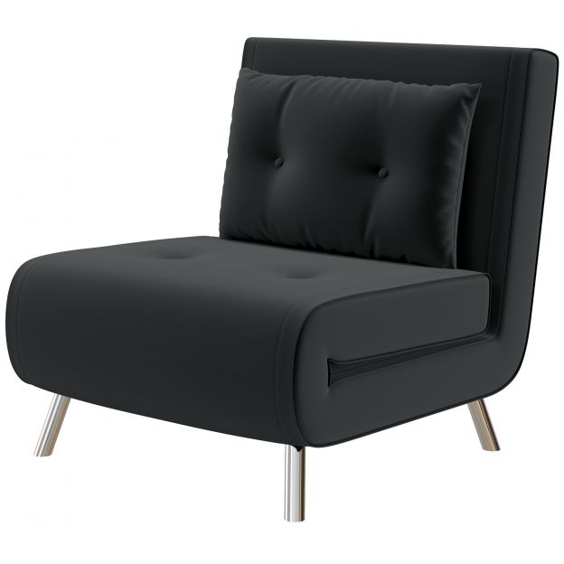 Magamistoa tugitool voodifunktsiooniga 77x88x83cm, ühekohaline diivan padjaga, sametist polsterdatud diivan musta värvi külalistele.