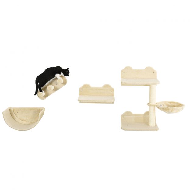 Kasside ronimissein 4-osaline, kasside kraapimispuu ronimisega, kassitrepp, võrkkiik, hüppeplaat, seinakraapimispuu kassidele kuni 5 kg.