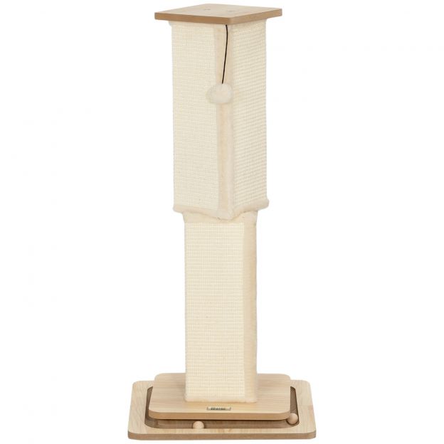 3-in-1 kraapimispost, 87cm kraapimissammas, sisal-kassikraapimispuu mängupalliga, kraapimispuu kassidele, kasside kraapimismööbel, siseruumides, tamm