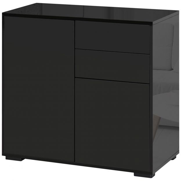 Must külgkapp hoiukapp 2 sahtli ja 2 uksega, kallutuskaitsega elutuppa magamistuppa 117x36x74cm.de