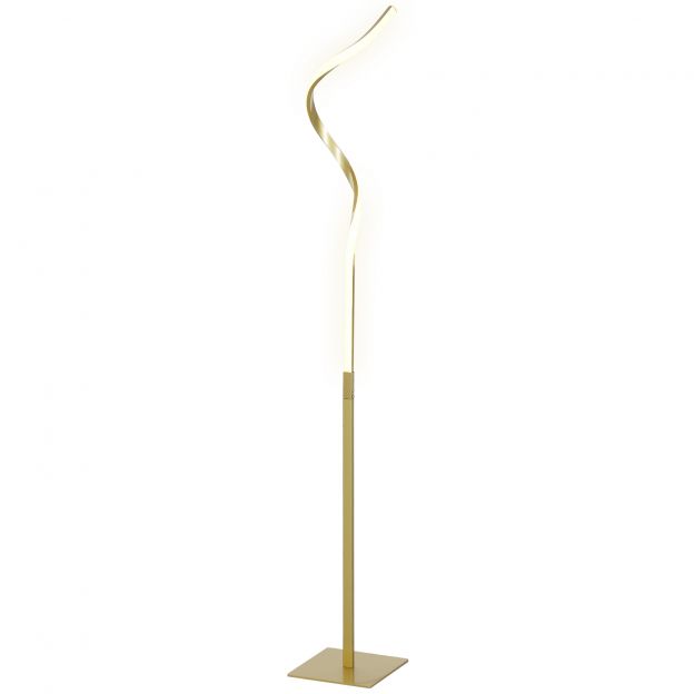 Põrandalamp Dimmable LED põrandalamp jalglülitiga, 3 valgusvärvi, elutoa põrandalamp spiraalkujundusega Modern 146 cm põrandalamp magamistuppa, kuldne