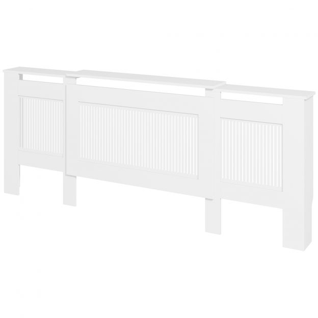 Laiendatav radiaatorikate, riiuliga radiaatorikate, lamellid, radiaatori kate, radiaatori kate 125-201 x 19 x 81,5 cm valge