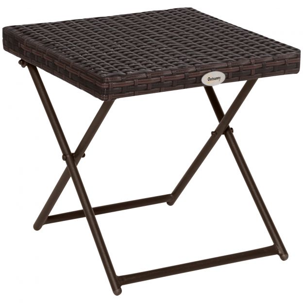 Aialaud abilaud lillealus kokkupandav 40x40x40 cm polürotang metall pruun aiamööbel ja terrass.
