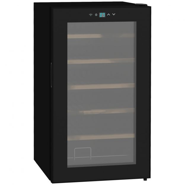 Väike veinijahuti elutuppa 24 pudelile, reguleeritav temperatuur 5 kuni 20° C, LED-valgustus, must, 43 x 45 x 75 cm| Aosom