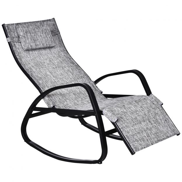 Kiiktool reguleeritava seljatoe ja jalatoega kiiklamamistool peatoega aialaud Texteline hall 64 x 69 x 108 cm terrassile ja rõdule.
