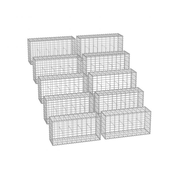 Gabioonkorvid 100 x 50 x 30 cm komplektis 10tk, hõbedane