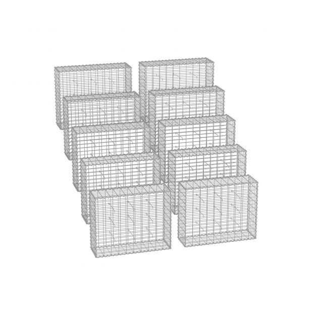Gabioonkorvid 100 x 80 x 30 cm komplektis 10tk, hõbedane