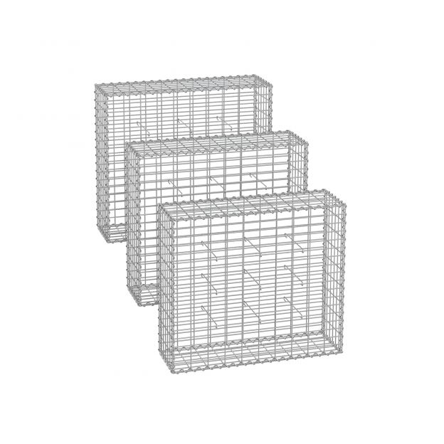 Gabioonkorvid 100 x 30 x 30 cm komplektis 3 hõbedat