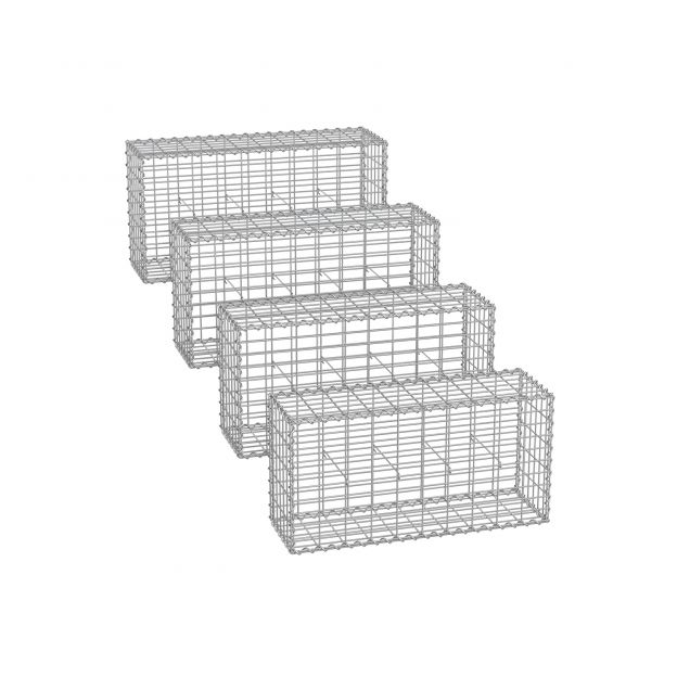 Gabioonikorvid 5 x 10 cm võrgusilmaga, komplektis 4tk, hõbedane
