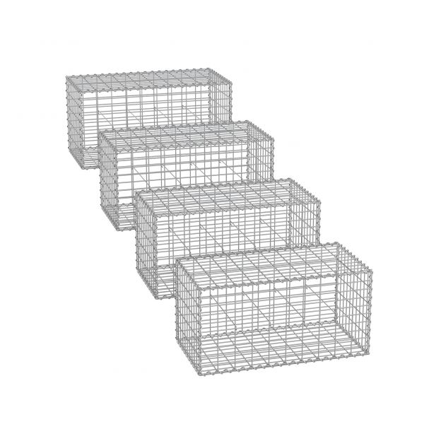 Gabioonkorvid 100 x 30 x 30 cm komplektis 4tk, hõbedane