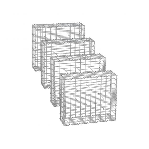 Gabioonikorvid 5 x 10 cm võrgusilmaga, komplektis 4tk, hõbedane