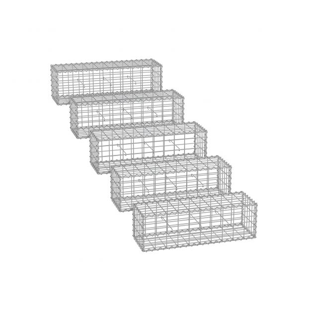 Gabioonkorvide komplekt 5 tk  5 x 10 cm võrgusilmaga, hõbedane