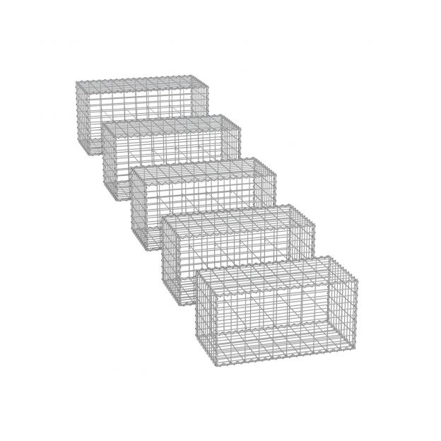 Gabioonikorvid 5 x 10 cm võrgusilmaga traatkorvid, komplektis 5 tk, hõbedane