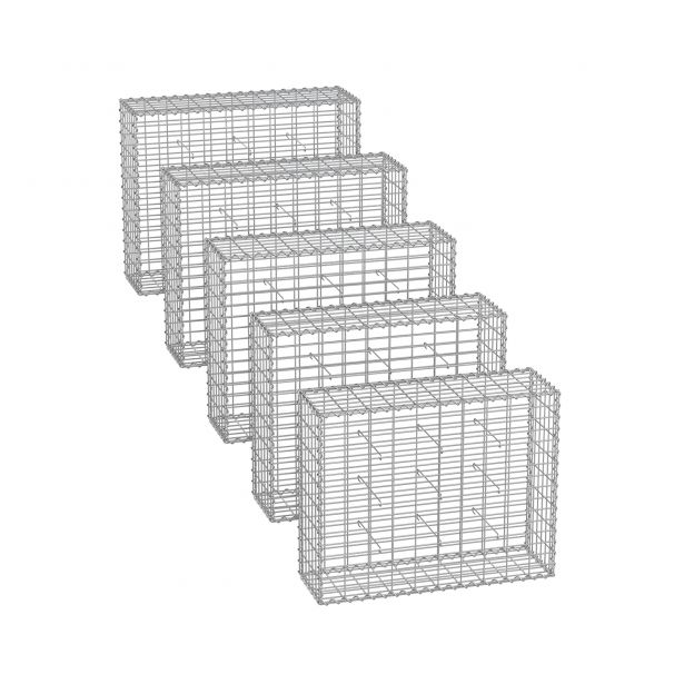 Gabioonkorvid 100 x 80 x 30 cm komplektis 5tk, hõbedane