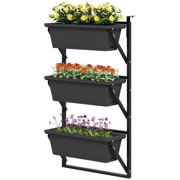 3-osaline lillepoti komplekt aukudega, 56x42 cm istutuspott, kandiline istutuspott, plastist lillepott tomatite ja lillede jaoks, istutuspott aia rõdule, tumehall