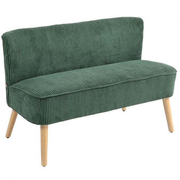 2-kohaline diivan, nöörmustriga diivan, puidust jalad, polsterdatud diivan, kahekohaline diivan elutuppa, magamistuppa, 117 x 56,5 x 77 cm, roheline