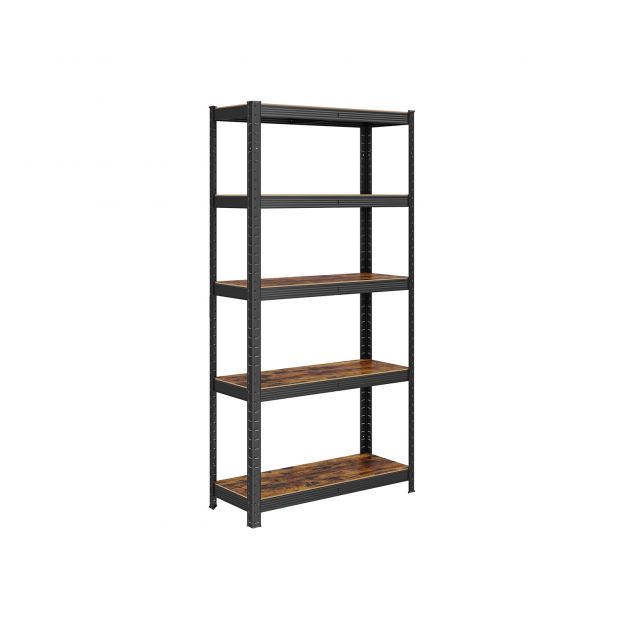 Metallist riiul mahutab kuni 650 kg, 150 x 75 x 30 cm, must/vintage pruun