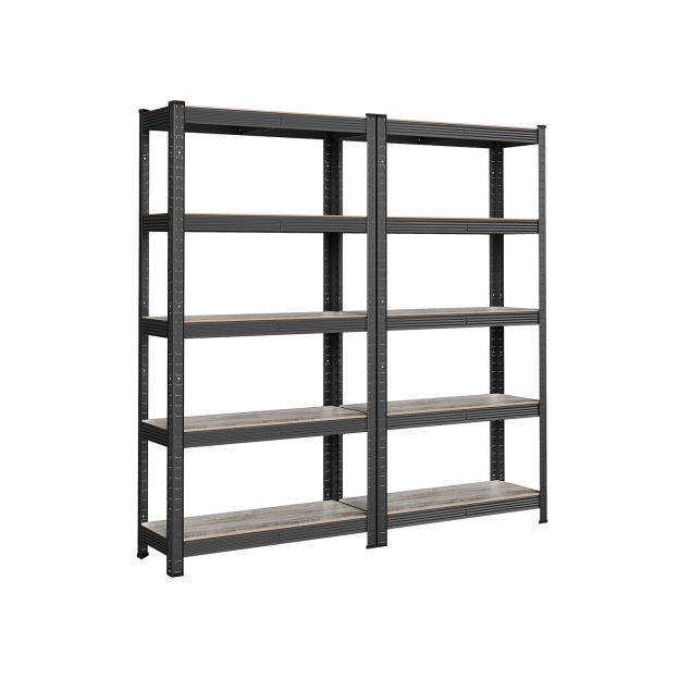 Metallis hoiustamisriiulid, komplektis 2tk kõrgusega 150 cm, must