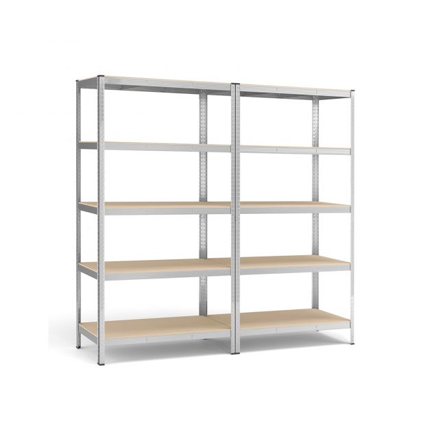 Metallist hoiustamiseriiulite komplekt 2tk, kõrgusega 200 cm, hõbedane
