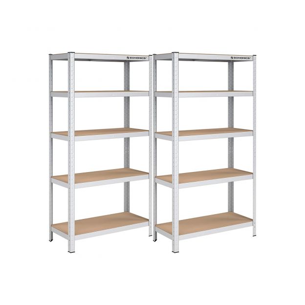 Metallist hoiustamiseriiulite komplekt 2tk, kõrgusega 180 cm, hõbedane