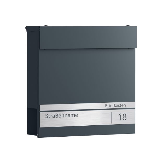 Postkast nimeplaadi ja lukuga 10,5 x 37 x 37 cm antratsiithall