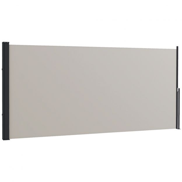 Laiendatav külgmarkiis 300 x 140 cm aiakatus privaatsusekraan UV-kaitsega tuulekaitse metall polüester helehall.
