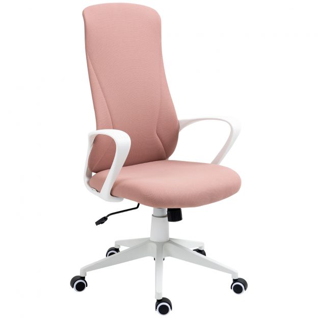 Vinsetto ergonoomiline kõrguse reguleeritav kontoritool reguleeritava seljatoega 110-119,5 cm, roosa kirjutuslaud kontorisse ja kodukontorisse.