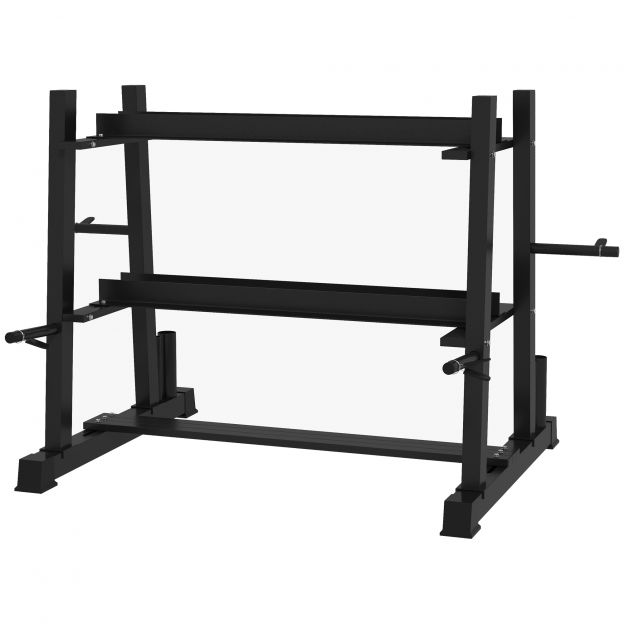 SPORTNOW hantlite hoidja 3 tasandit kuni 200 kg teras must 131x75x80 cm jõusaali ja koduse treeningu jaoks.