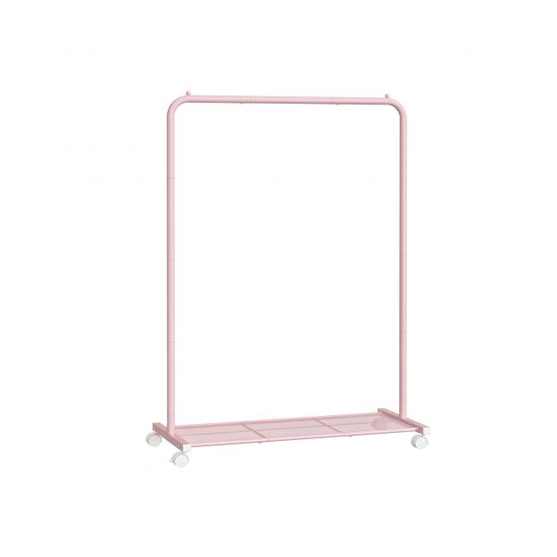 Pastelsete roosade ratastega riidenagi 91 cm laiune