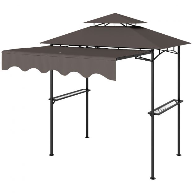 Grillpaviljon 242x149x248 cm veekindel leegiaeglustav aiamajake kahekordse katusega külgriiulitega, UV 30+ aiamajad, BBQ paviljon, aiatelk aia piknikule BBQ kohvile