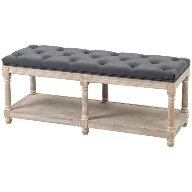 Kingapink istumisaluse ja panipaigaga, polsterdatud istumispink puidust jalgadega, hall linase välimusega 115x40x48 cm esikusse ja sissepääsualale.