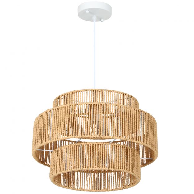 Ripplamp rippvalgusti E27 sokliga, boho-stiil, rippvalgusti laelamp kanepiköiest lambivarjuga kööki, söögituppa, helepruun