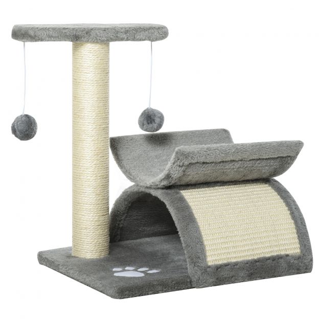 Kassipuu väike, 43H cm, kuni 10 kg, lamamispind, tunnel, mängupall, sisal, helehall