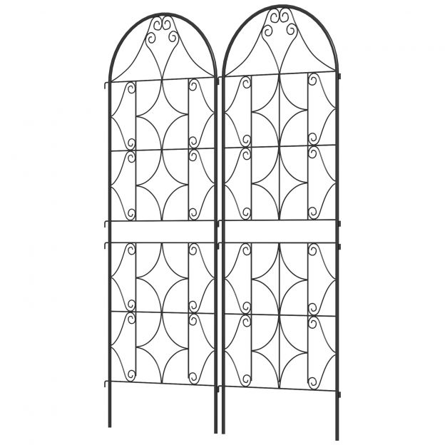 Metallist ronimisvõre 2-osaline komplekt, roostevaba ronimistoetus ronitaimedele 50x150 cm aia trell toataimedele taimetrell tomatitele köögiviljadele lilledele ronitaimedele must