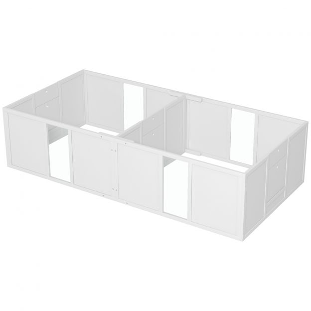 Kutsikate pesakast, libisemiskindlate põrandakaitsetega kutsikate aedik, reguleeritav uks, puidust kutsikate aedik, väikestele kuni keskmise suurusega koertele, 196 x 96 x 48 cm, valge
